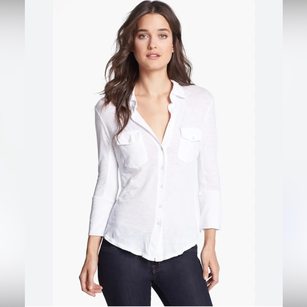 James Peres Sheer Slub Side Panel 100% Cotton Shirt